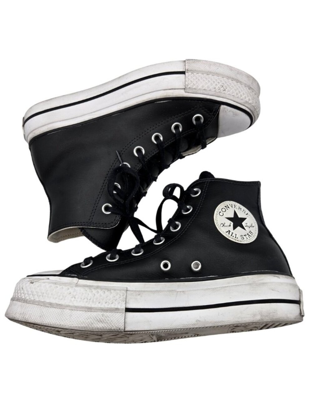 Womens All Star Lift Platform High Top Leather Converse Black Sz 7 Chuck Taylor